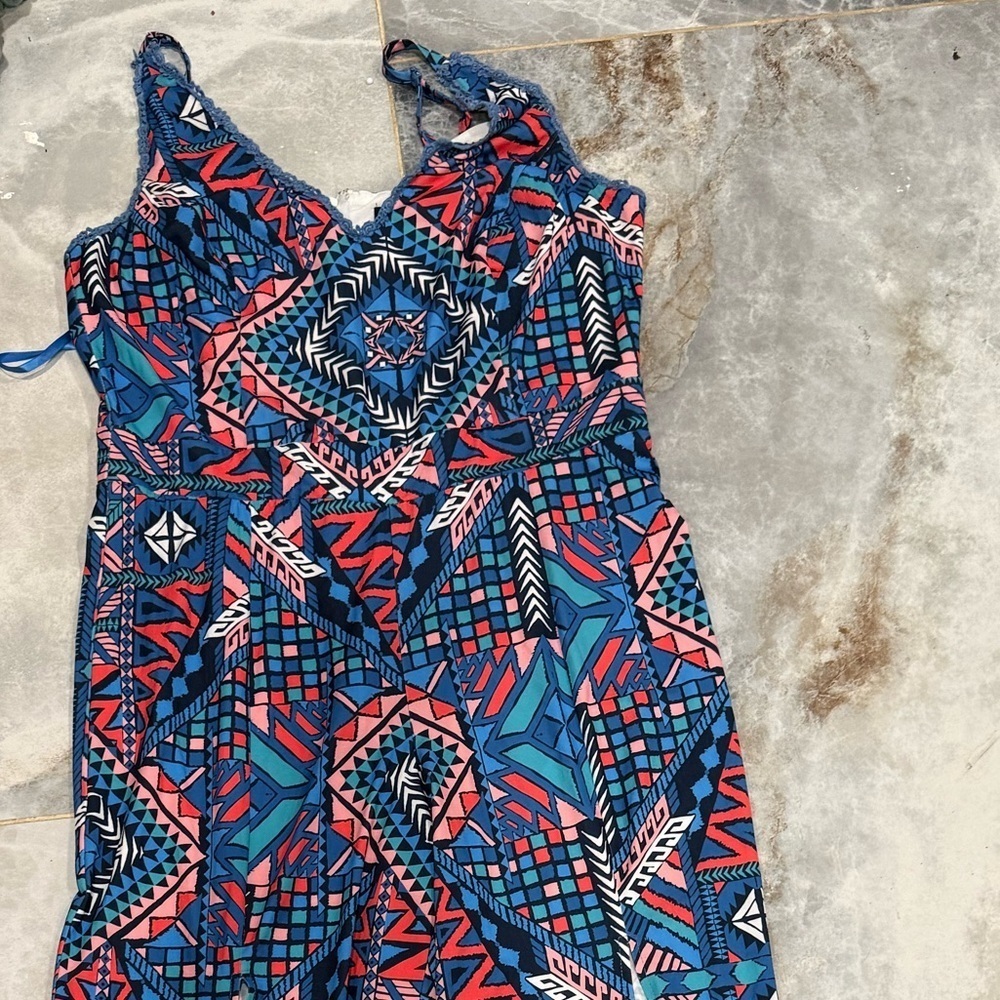 Fashion to Figure Blue and Red Floral Jumpsuit